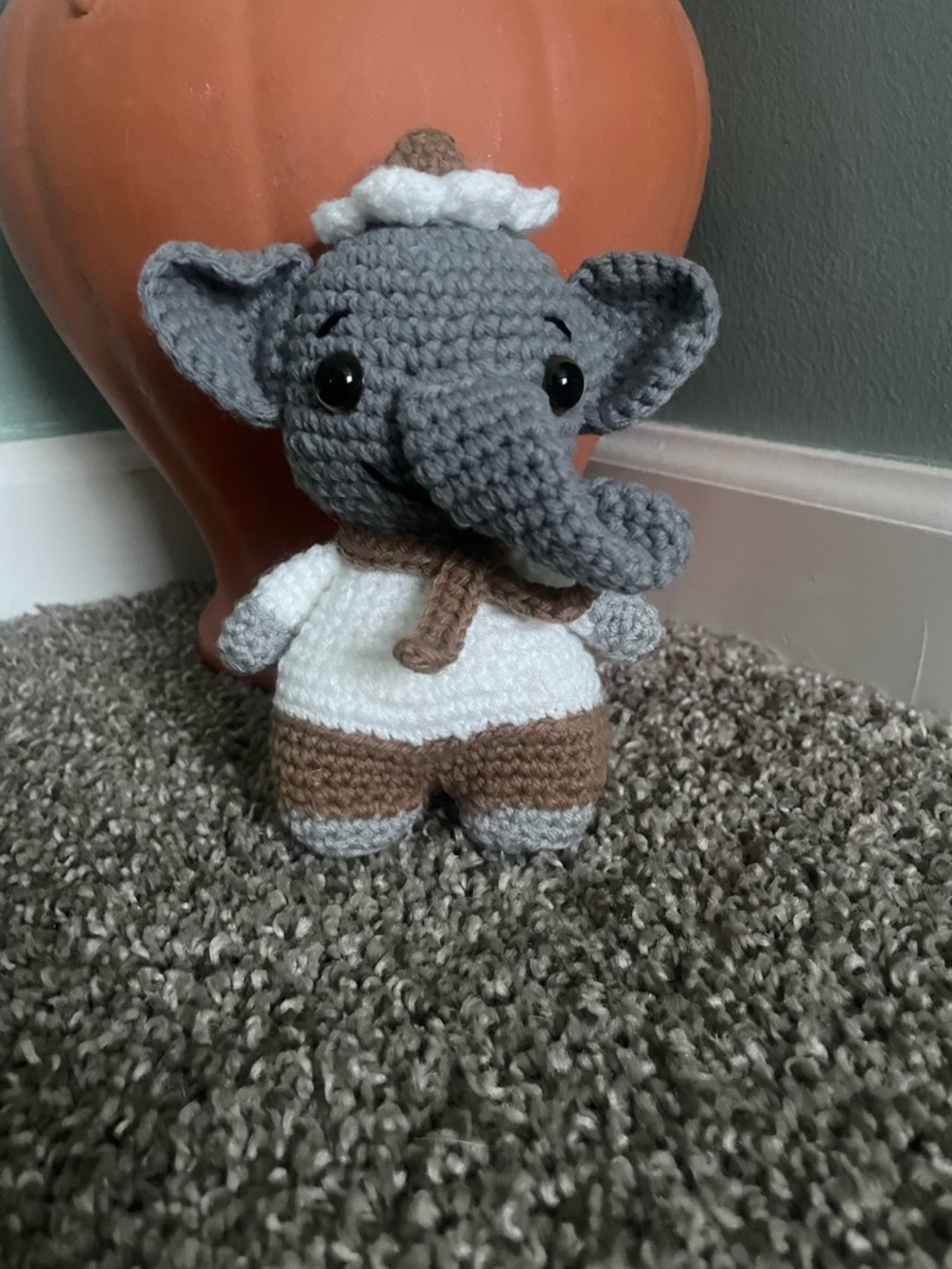 Gray Crocheted Elephant Plush Toy - Handmade Stuffed Animal